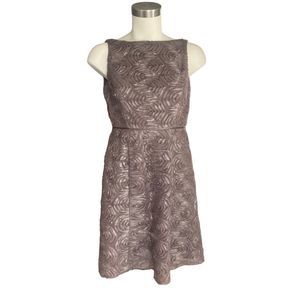 Adrianna Papell Textured Rosette Knee Length Silk Cocktail Dress 4P 